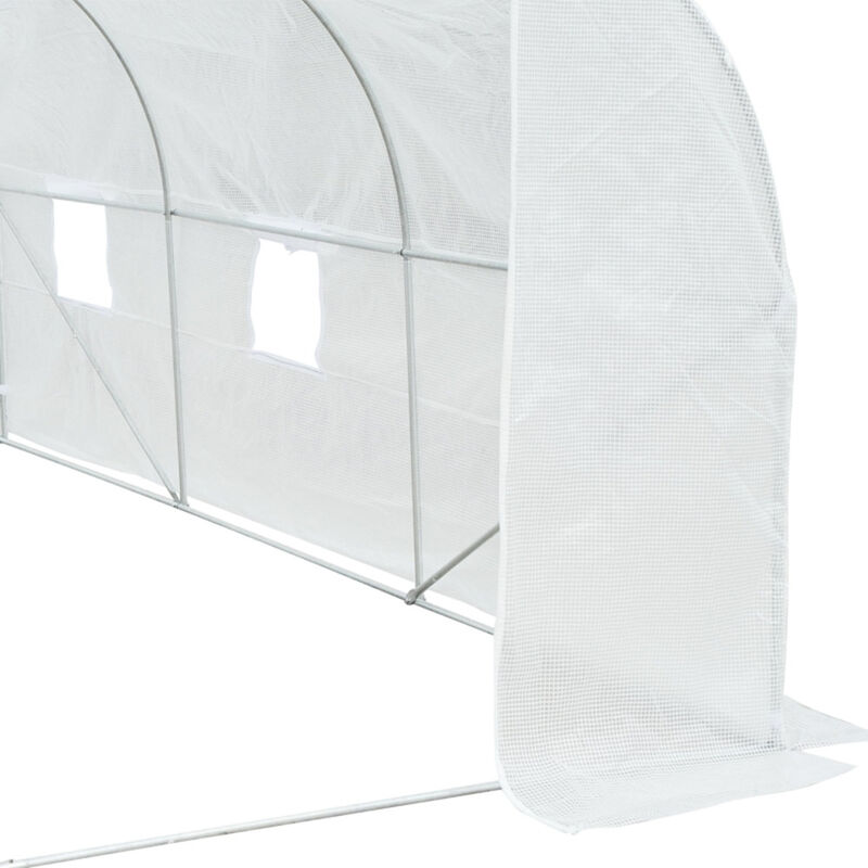 Outdoor Walk-In Tunnel Greenhouse with Roll-Up Windows for Plant Growth & Protection