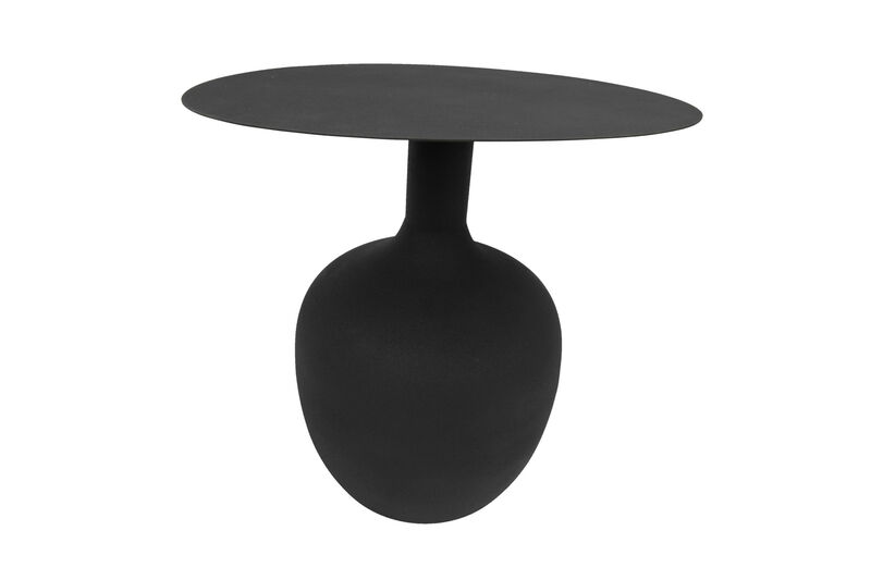 Modern Textured Round Metal Side Table, Black image number 5
