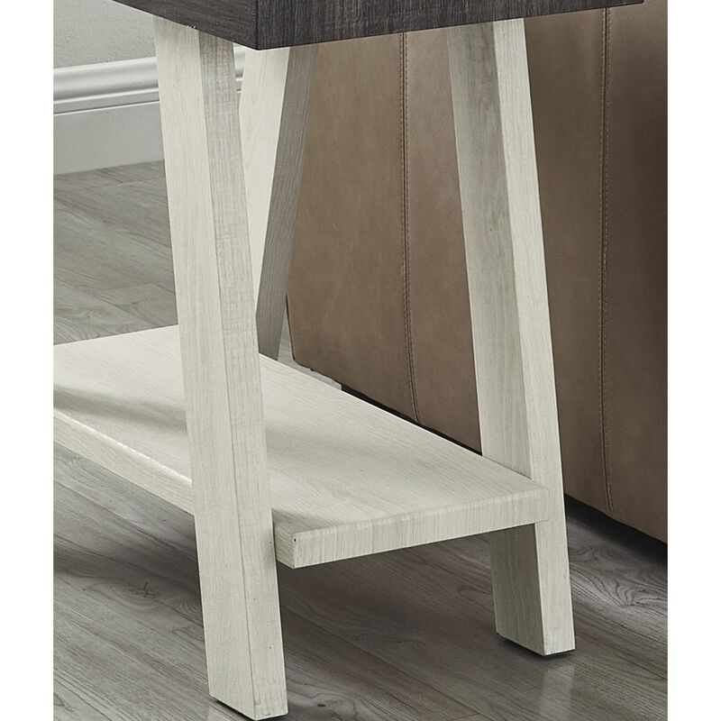 Streamdale Two-Tone Wood Shelf Side Table in Weathered Charcoal and Beige image number 4