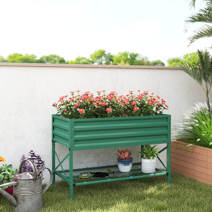 Hivvago Galvanized Garden Planter for Flowers and Herbs