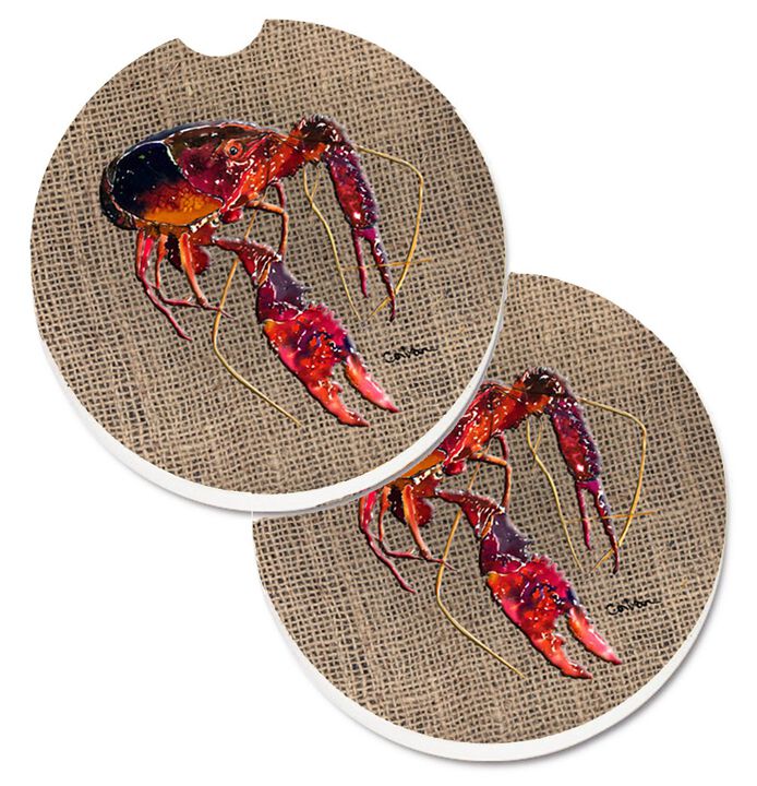 Caroline's Treasures Crawfish Set of 2 Cup Holder Car Coasters 8739CARC, 2.56, Multicolor