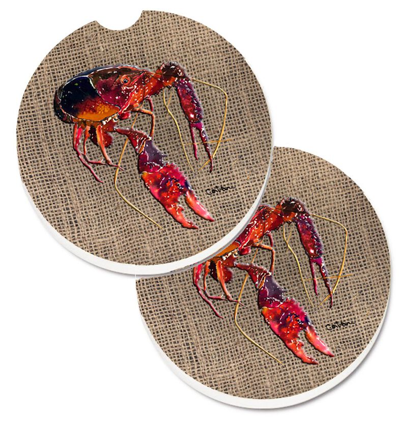 Caroline's Treasures Crawfish Set of 2 Cup Holder Car Coasters 8739CARC, 2.56, Multicolor