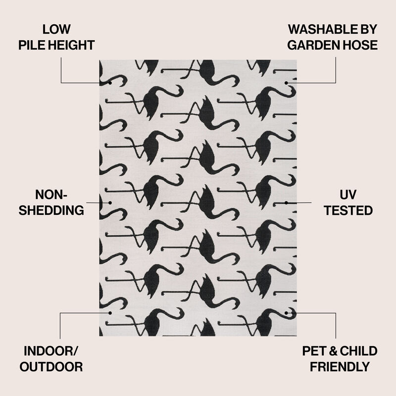 Liana Casual Coastal Flamingos Two-Tone Indoor/Outdoor Area Rug