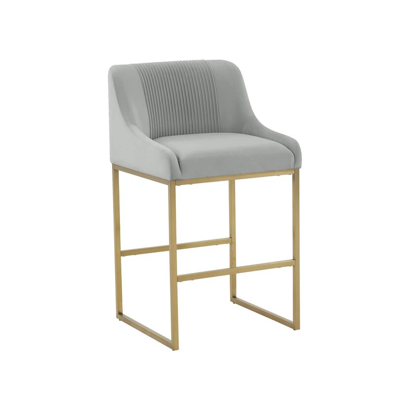 Casafoyer Lisa Grey Pleated Velvet Counter Stool image number 0