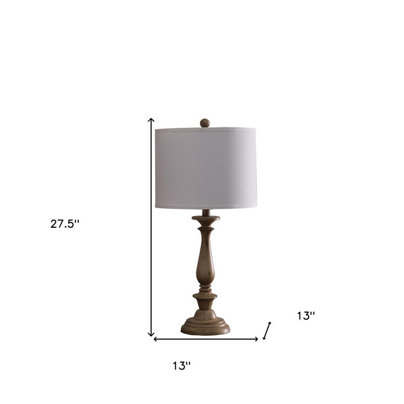 Hivvago 28" Rustic Taupe Cream Candlestick Table Lamp With White Shade