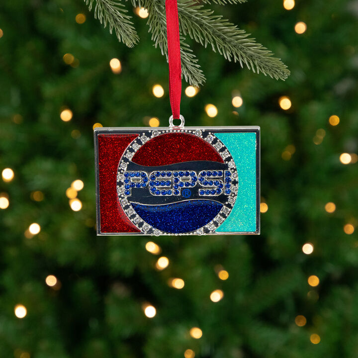 3" Red and Blue Pepsi Globe Logo European Crystal Christmas Ornament