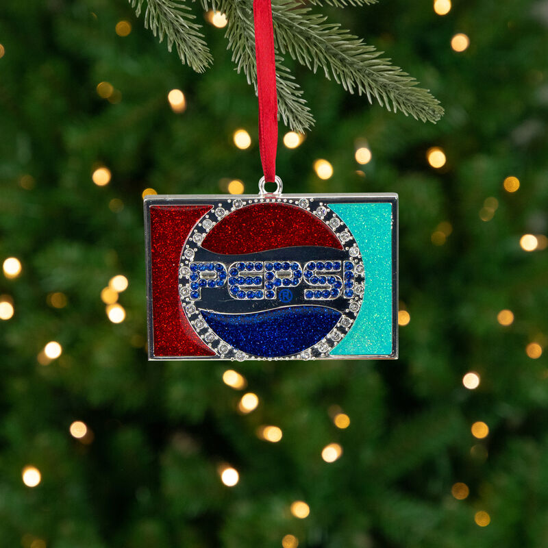 3" Red and Blue Pepsi Globe Logo European Crystal Christmas Ornament image number 1