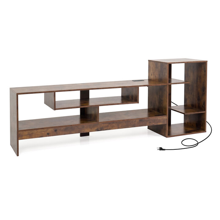Entertainment Cube TV Stand with Built-in Power Outlets Shelves