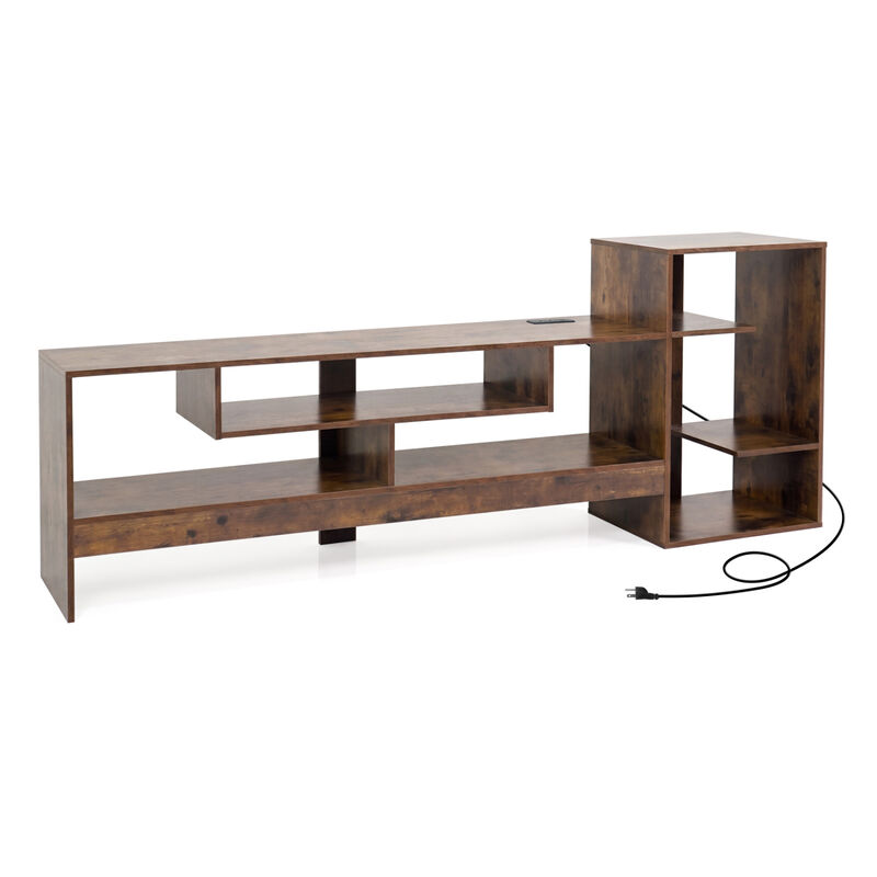 Entertainment Cube TV Stand with Built-in Power Outlets Shelves image number 0