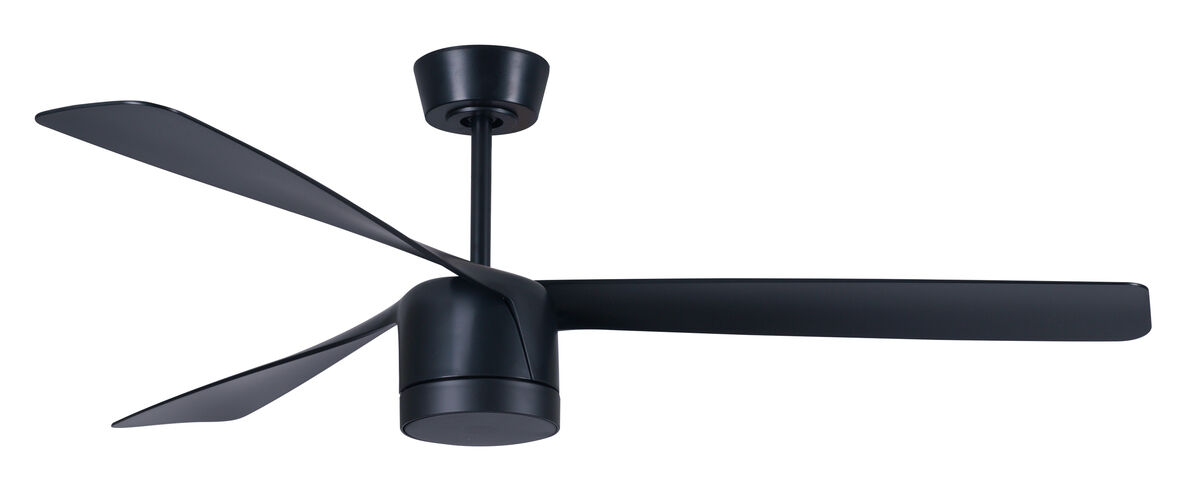 Lucci Air Peregrine 56" Indoor/Outdoor Ceiling Fan with LED Light and Remote, Modern 3 Blade DC Ceiling Fan, Damp Rated, Black with Black Blades