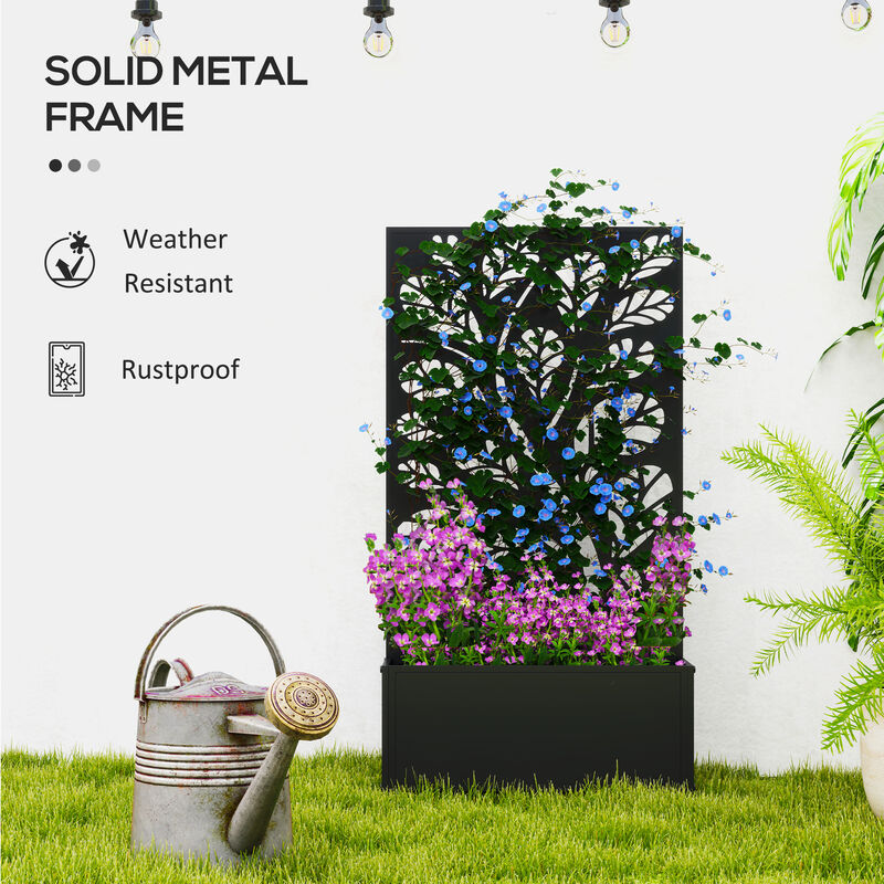 Hivvago Raised Metal Planter Box with Trellis for Climbing Plants image number 5