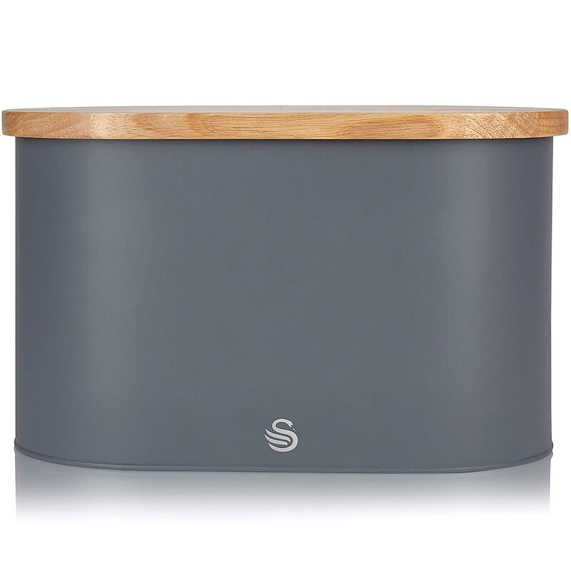 Swan - Nordic Collection Bread Bin with Bamboo Lid, 15cm x 15cm x 35cm