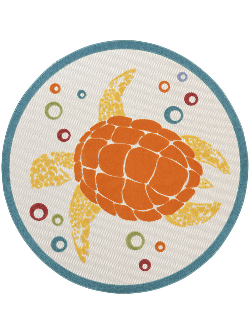 Aloha ALH27 Teal/Multicolor 7'10" x Round Rug