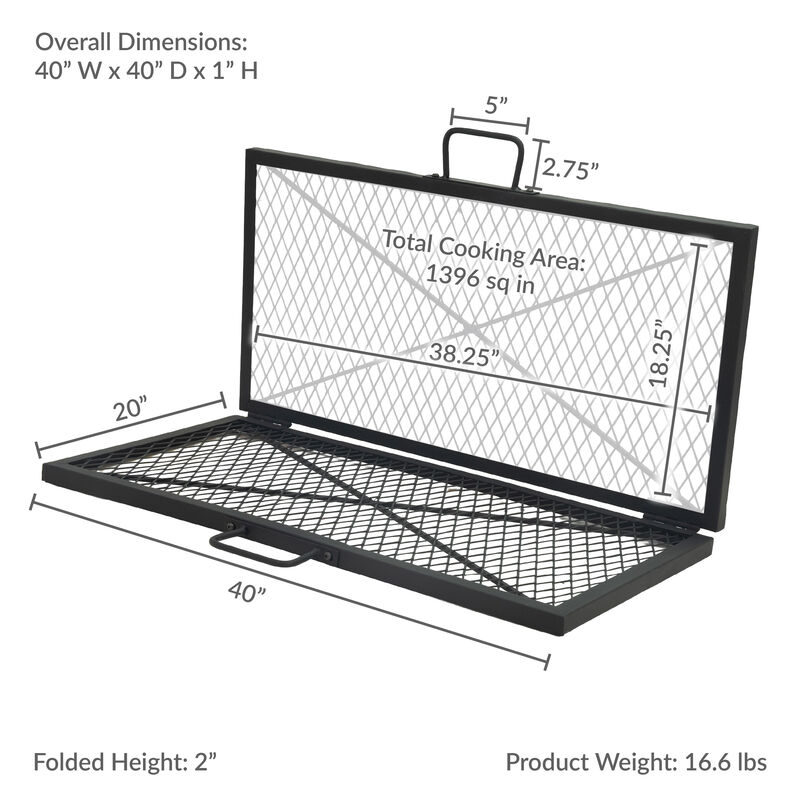 Sunnydaze Folding Black Steel Square Fire Grate - 40 in image number 2