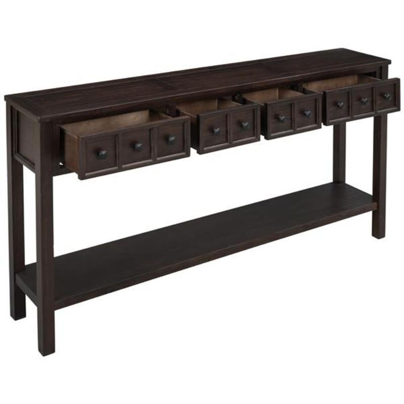 Long Console Table with Two Drawers and Bottom Shelf Entryway or Sofa Table for Storage and Display