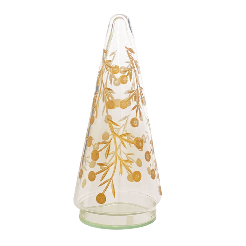 Gold Etched Handblown Glass Tree image number 0