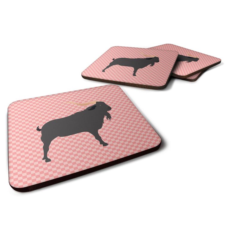 Caroline's Treasures Verata Goat Pink Check Decorative Coasters, 3.5, Multicolor