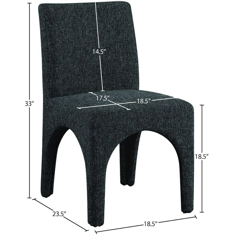 Meridian Furniture Gramercy Black Linen Textured Fabric Dining Chair, Set of 2