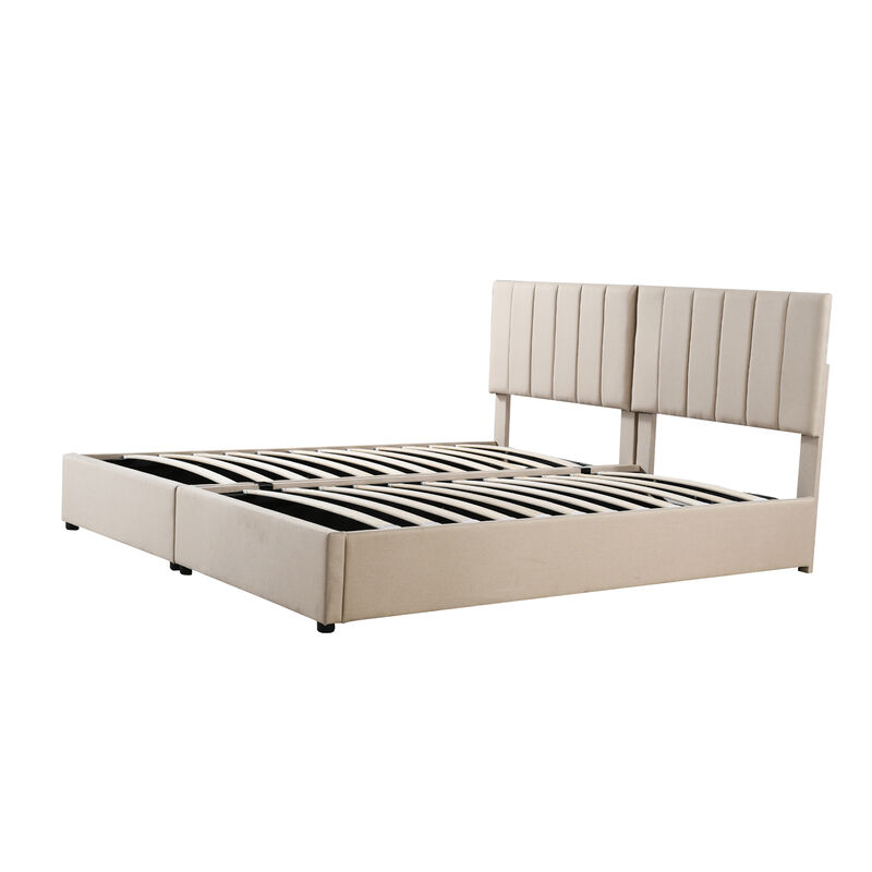 Merax Upholstered Platform Bed with Hydraulic Storage System