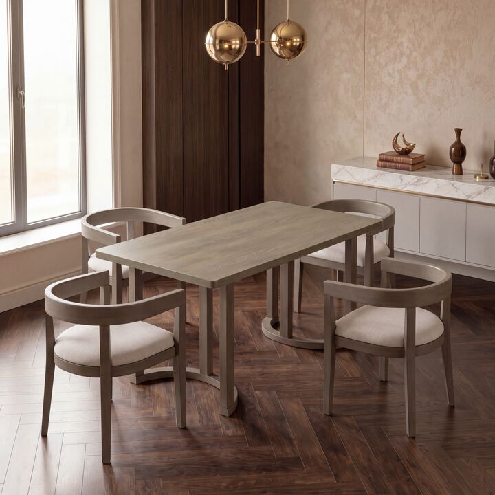 Whisen Set of 4 Curved Back Dining Chairs, Upholstered Solid Wood Frame Kitchen Chairs for Dining Room