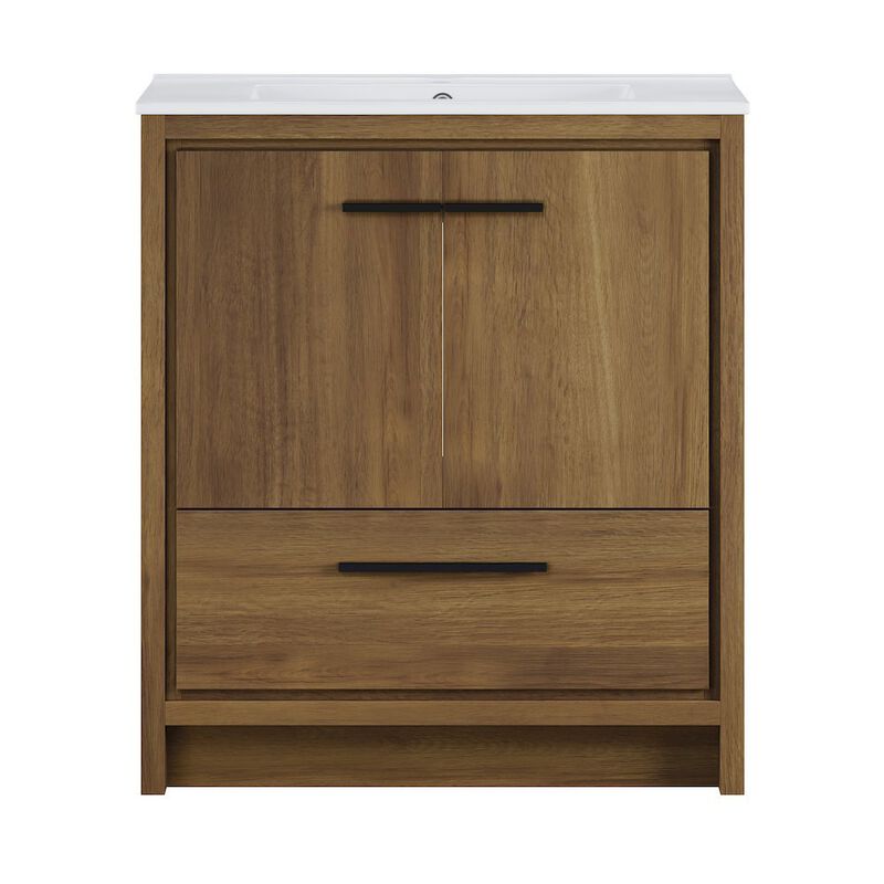 Virage 30" Freestanding Bathroom Vanity in Brown Oak with Sink Top image number 0