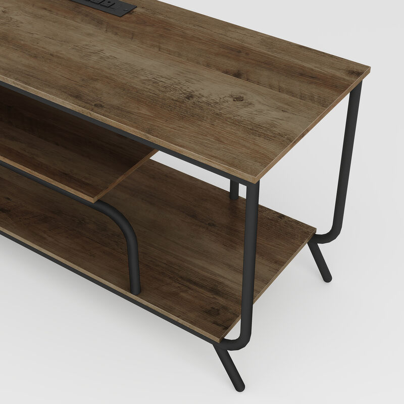 LED TV Stand for 43, 50, 55 Inch TV, Entertainment Center with Power Outlets and USB charging ports, TV Console for Living Room