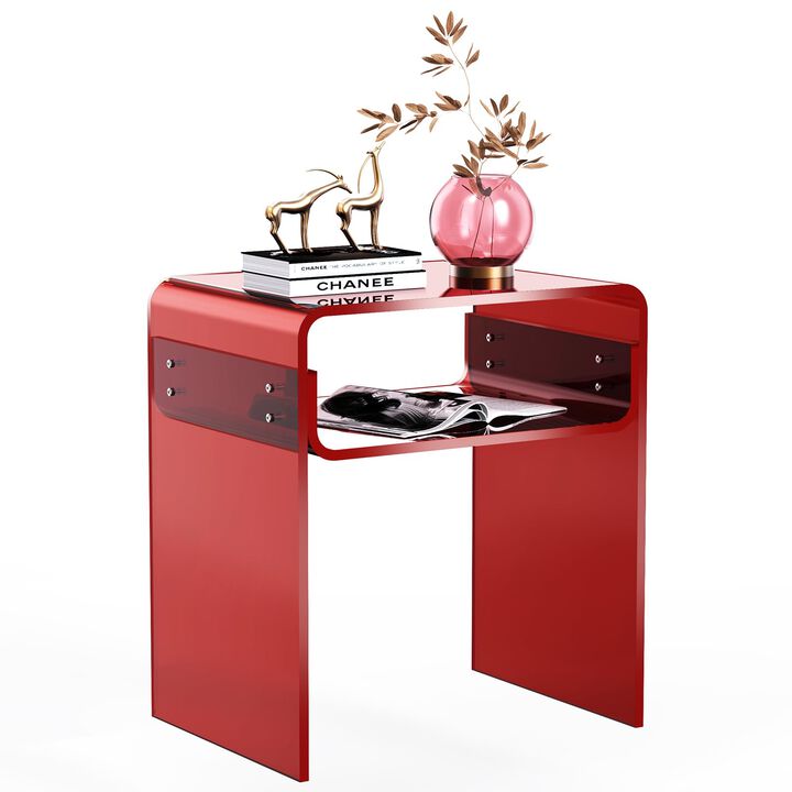 solaround Clear Acrylic End Table 2-Tier Bedside Nightstand for Living Room Bedroom