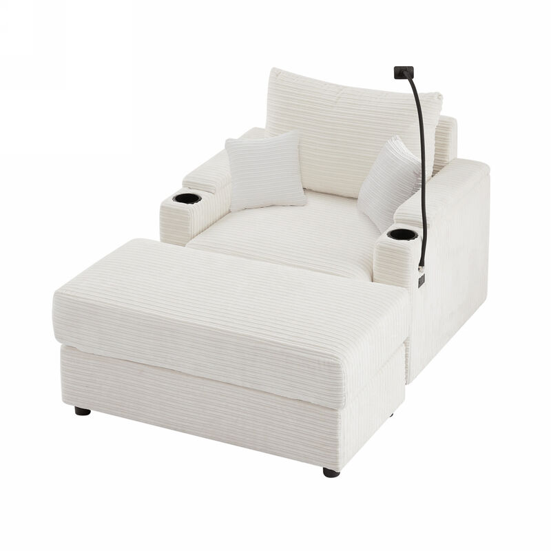 Merax Modern Style Single Sofa Couch with A Movable Ottoman
