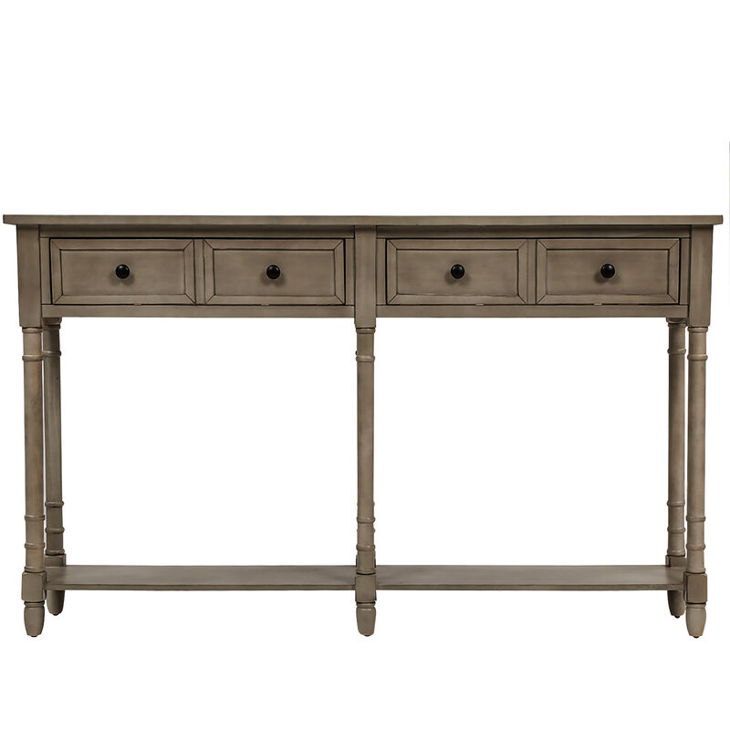 Whisen Rustic Rectangle Wood Console Table with Drawers and Bottom Shelf - Espresso