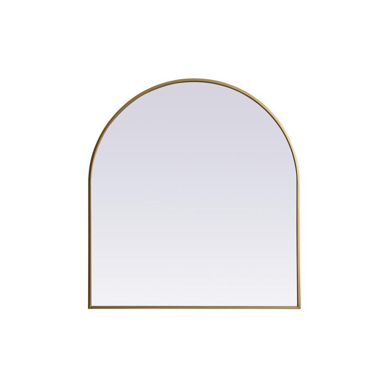 Elegant Decor Metal Frame Arch Mirror 33x36 Inch in Brass