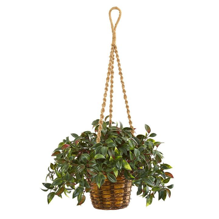 Nearly Natural 30-in Mini Melon Plant in Hanging Basket UV Rest (Indr/Outdr)
