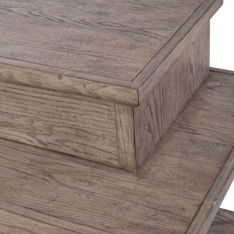 Liberty Furniture City Scape Metal Accent Oak Wood Console Bar Table for Living Room, Beige image number 5