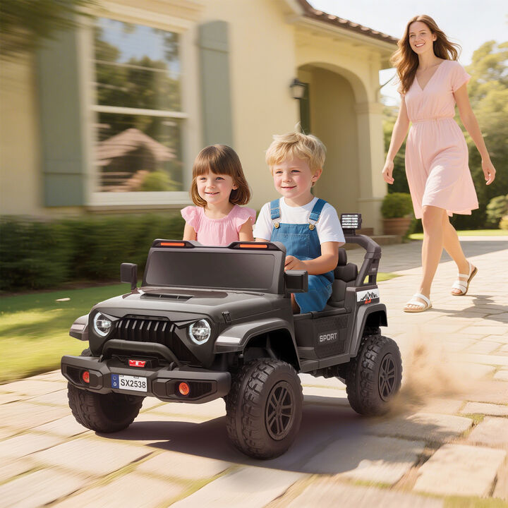 BreeBe Ride on Truck Car with 2-Seater, 24V Electric Car with 4 Motors, Remote Control, Spring Suspension