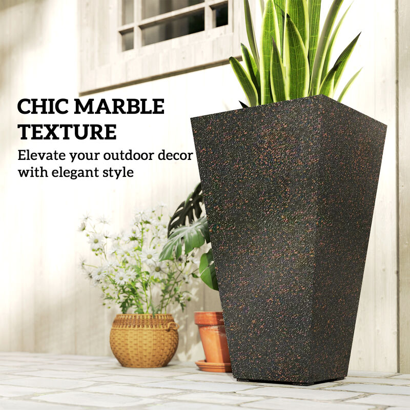 Hivvago 3-Pack 28" Tapered Planters with Marble Finish image number 4