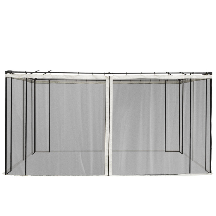 Outsunny 10' x 12' Replacement Mesh Sidewall Netting for Patio Gazebos and Canopy Tents with Zippers (Sidewall Only), Cream