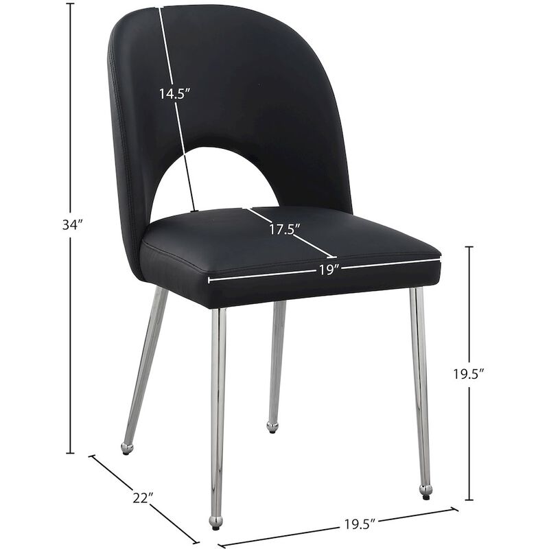 Meridian Furniture Logan Black Vegan Leather Dining Chair, Set of 2