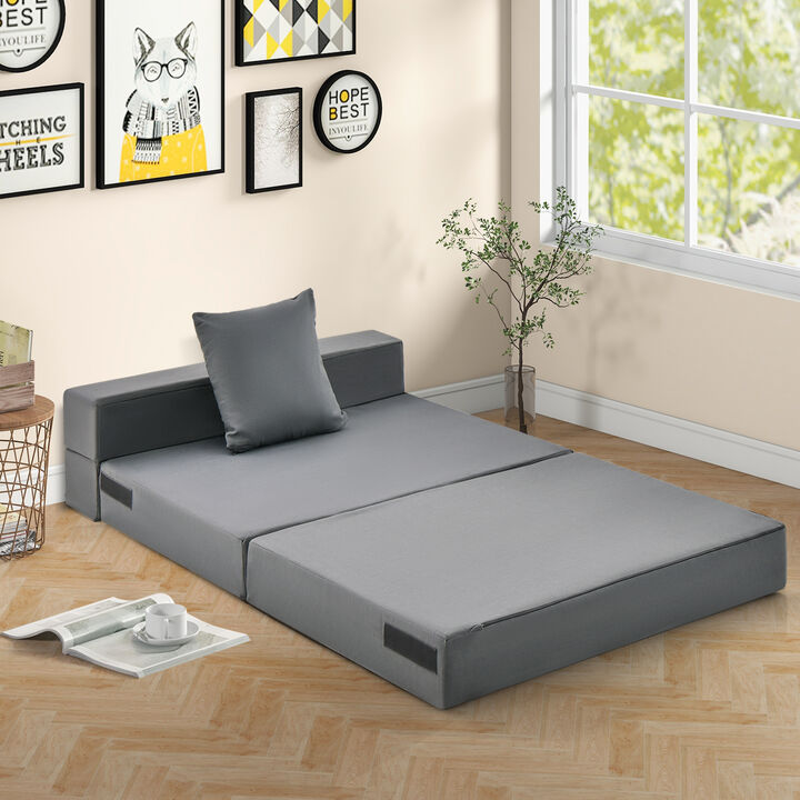 6 Inch Tri-fold Sofa Bed Folding Mattress with Pillow