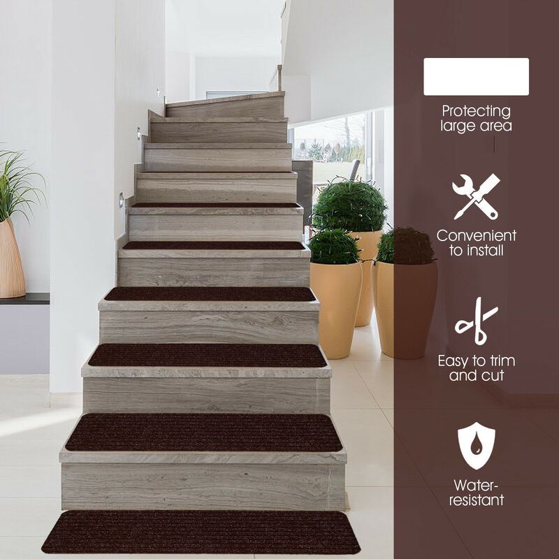 15 Pieces 30 x 8 Inch Slip Resistant Soft Stair Treads Carpet