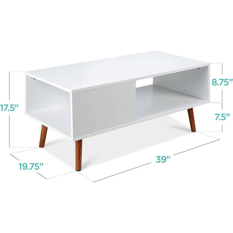 Hivvago Modern Mid-Century Coffee Table Living Room Storage Shelf