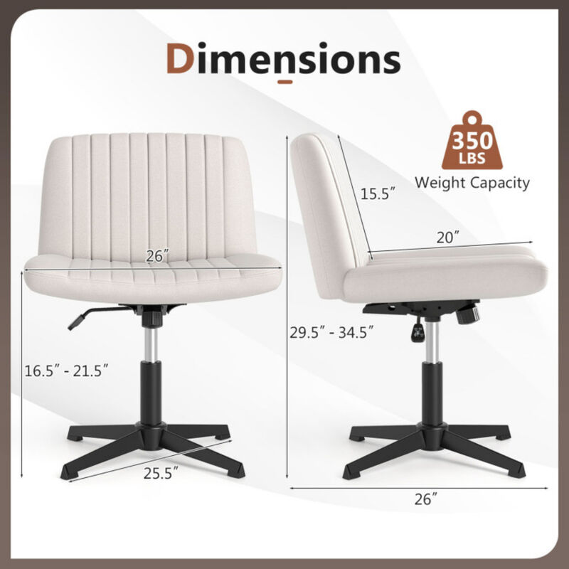 Armless Criss Cross Swivel Desk Chair – No Wheels, Wide Seat for Cross-Legged Sitting