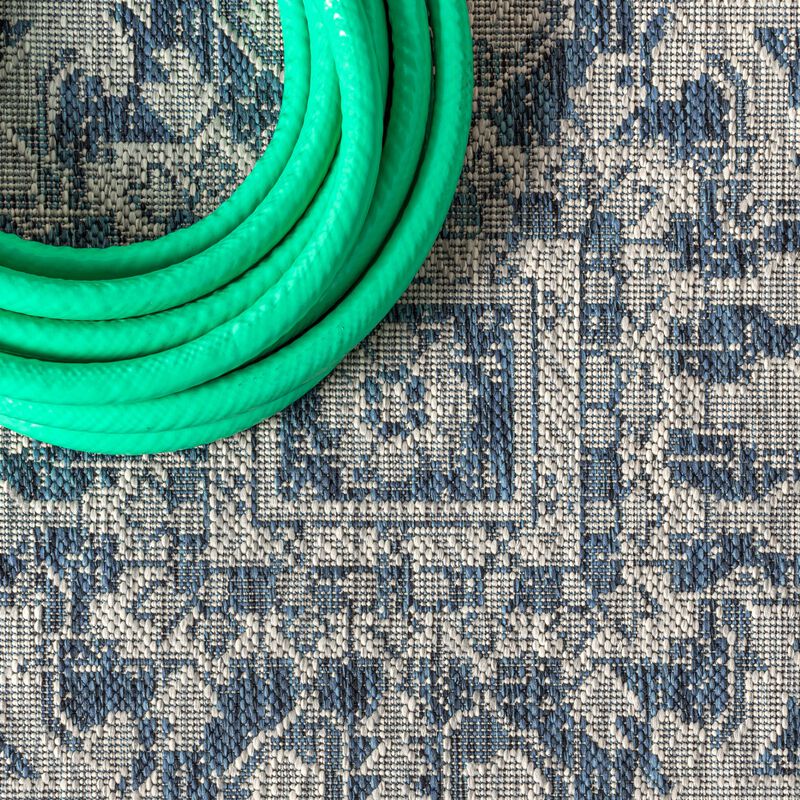 Madrid Vintage Filigree Textured Weave Indoor/Outdoor Runner Rug