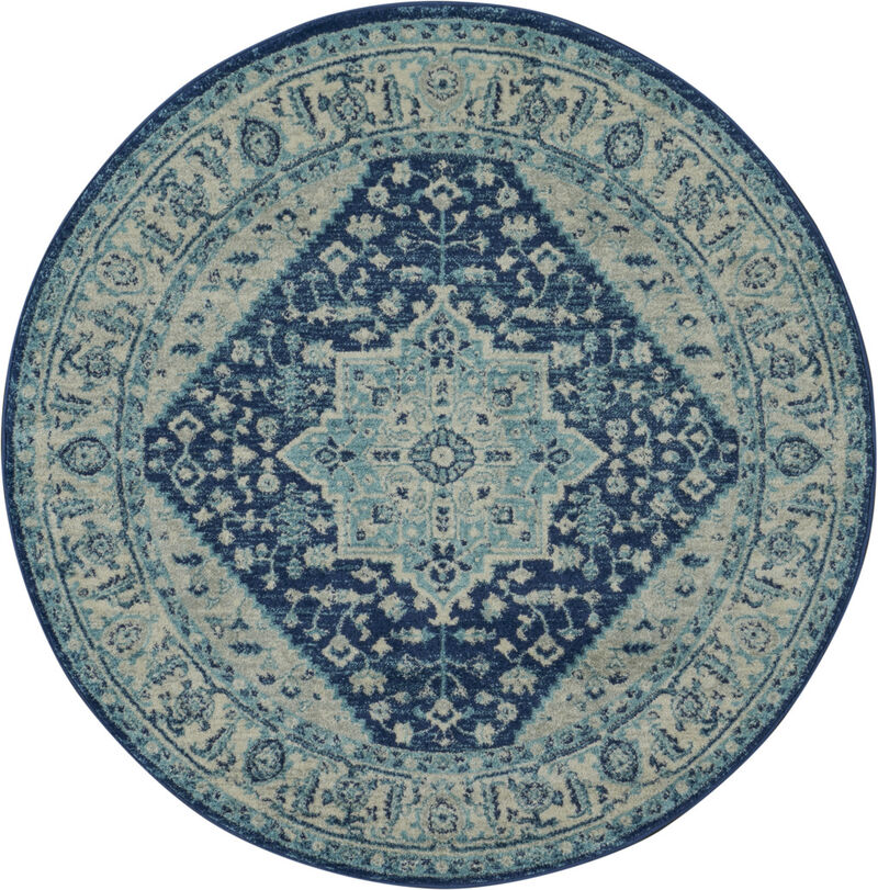 HomeRoots Floral Medallion Distressed Round Rug image number 0