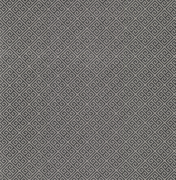 Grecian Geometric Silver & Black Wallpaper