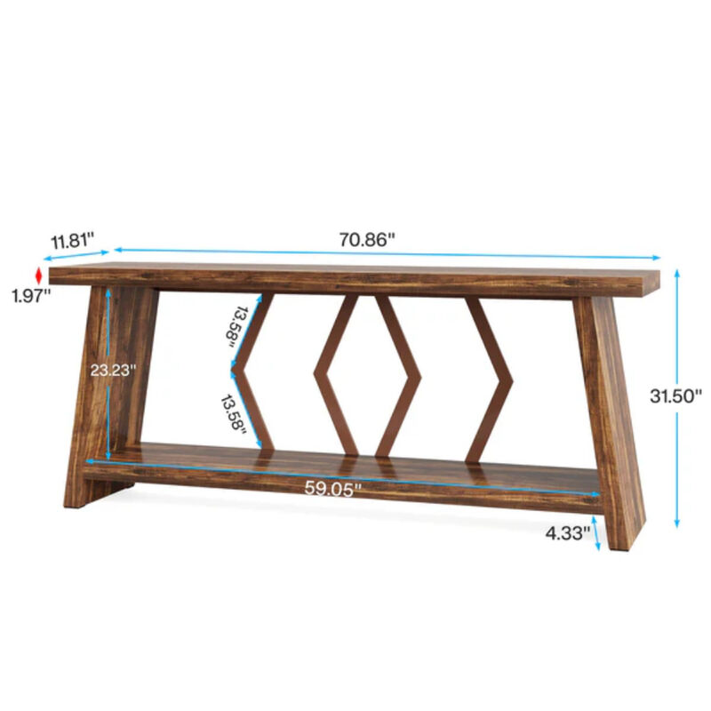 70.86-Inch Sofa Console Table with Storage for Living Room
