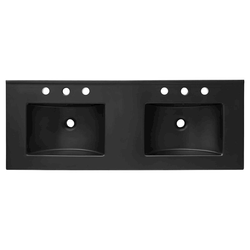 Modway Cayman 48 Double Basin Bathroom Sink in Black