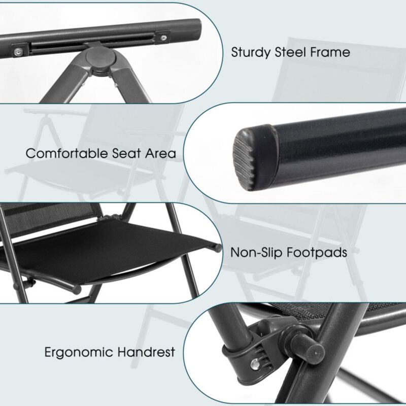 Hivvago Set of 2 Adjustable Portable Patio Folding Dining Chair Recliners