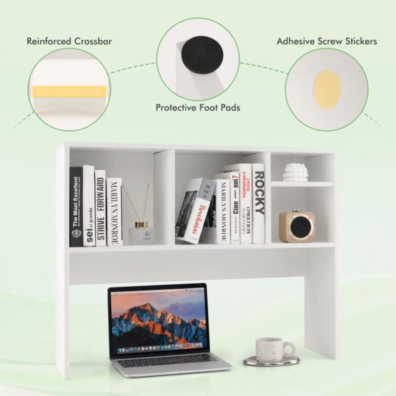 Hivvago Computer Desktop Bookcase with 4 Cubbies and Open Back Compartment