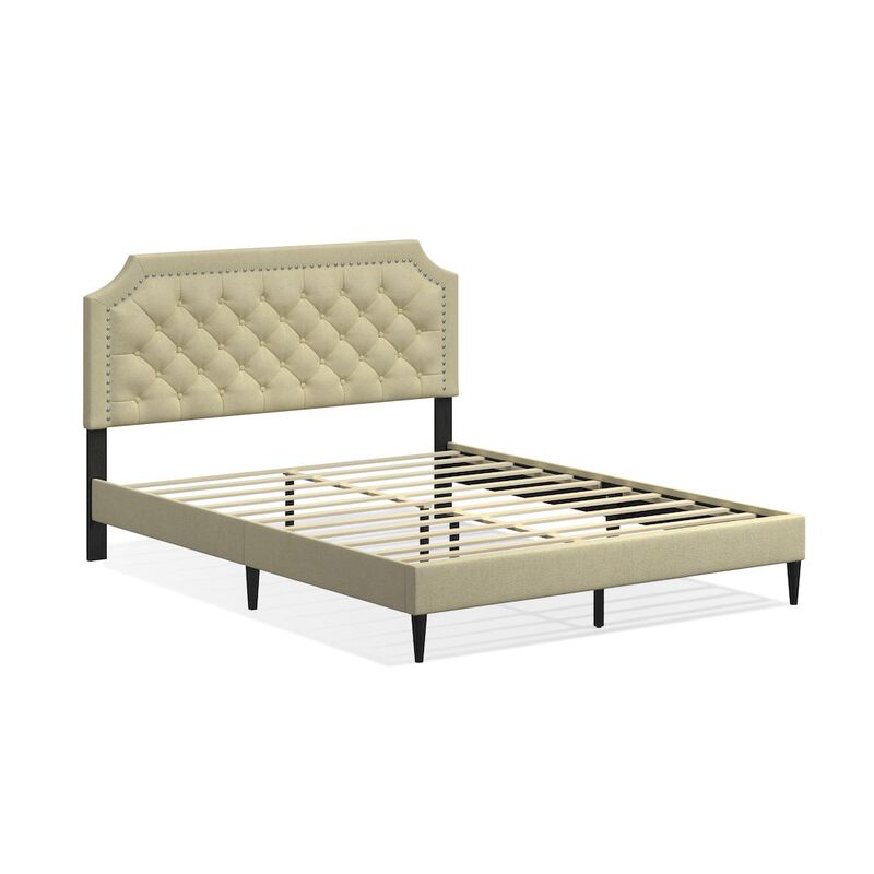 Rize Home Hanfield Queen Platform Bed Beige image number 5
