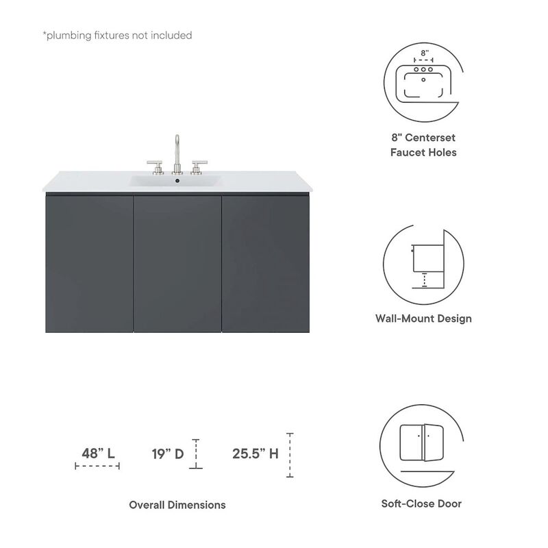 Bryn 48" Wall-Mount Bathroom Vanity image number 1