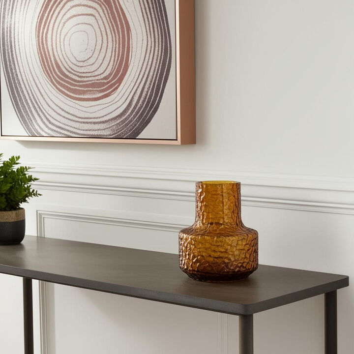 HomeRoots 7" Amber Glass Faceted Table Vase
